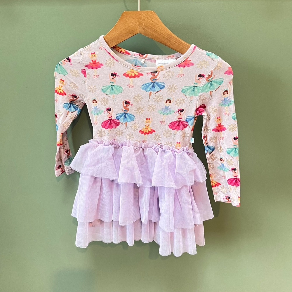 Posh Peanut‎ Girls 2T Ballerina Snowflake Tutu Dress Long Sleeve Lavender Pink